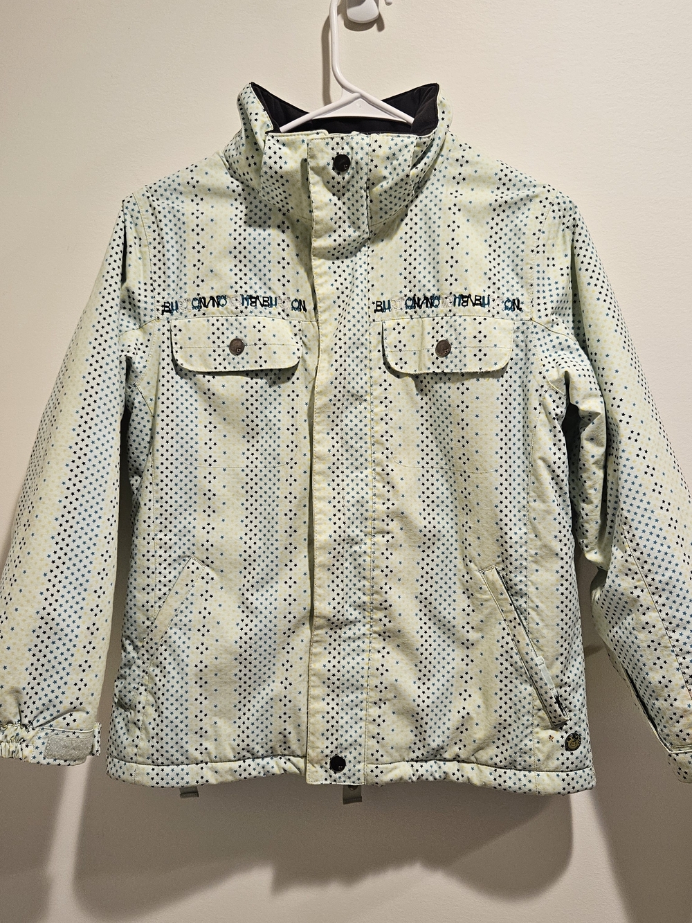 Burton Kids Light Green Polka Dot Puffer Jacket [No Hood]